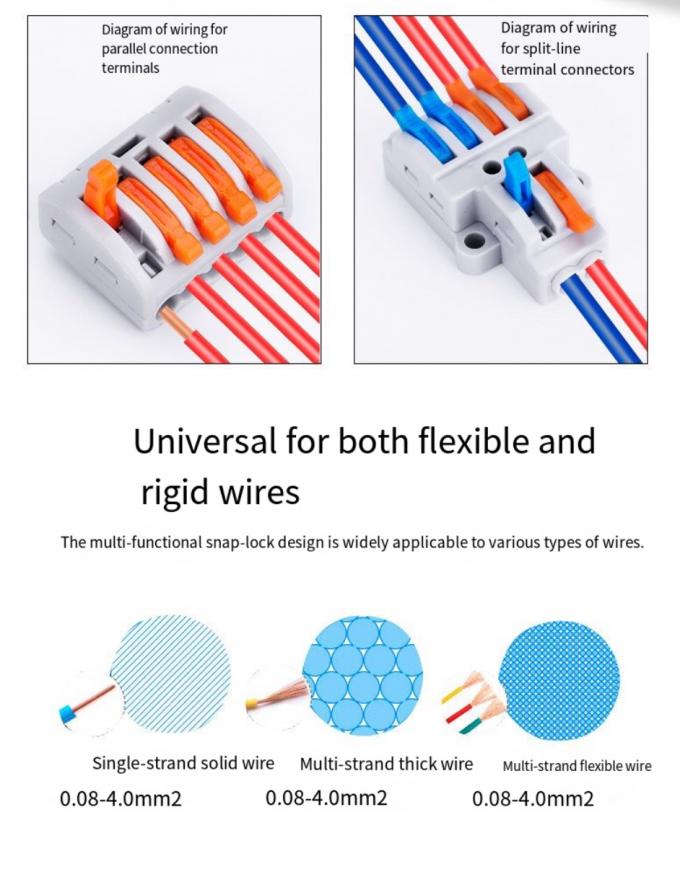 Conector de cableado LED rápido, bloque de terminales 1 entrada - 2 salidas, divisor de cable 2 entradas - 4 salidas, caja de terminales 3 entradas - 6 salidas para exteriores 4