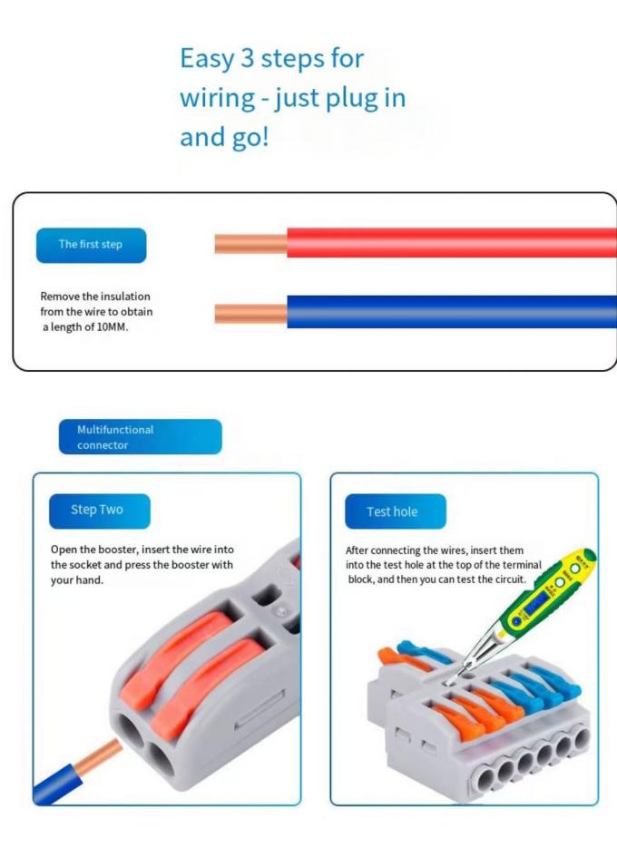 Conector de cableado LED rápido, bloque de terminales 1 entrada - 2 salidas, divisor de cable 2 entradas - 4 salidas, caja de terminales 3 entradas - 6 salidas para exteriores 5