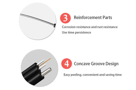 Black Jacket G657A1 1km FTTH Fiber Optic Drop Cable