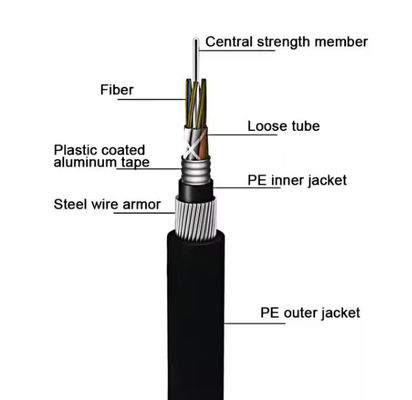 Outdoor Underwater Armored Fiber Optic Cable GYTA33 Steel Wires Armored 60 Core