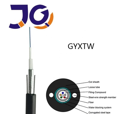 2 4 6 8 10 12 24 cables de fribra óptica acorazados del solo modo del cable de la base GYXTW