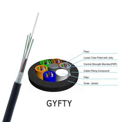 China Factory 72 Core GYFTY Cable dieléctrico de fibra óptica de FRP no metálico impermeable HDPE chaqueta