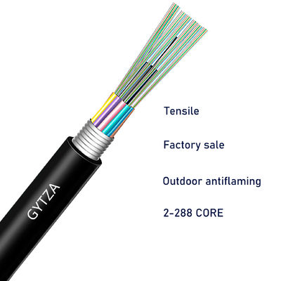 G652D GYTZA de modo único para exteriores 4c 12c 36c 72c 96c Cable de fibra óptica ignífugo