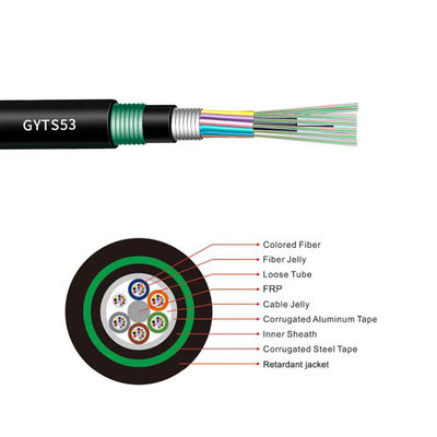 12 24 48 96 Núcleo de modo único G652d de conductos exteriores con cable aéreo de fibra óptica GYTA53 GYTS53