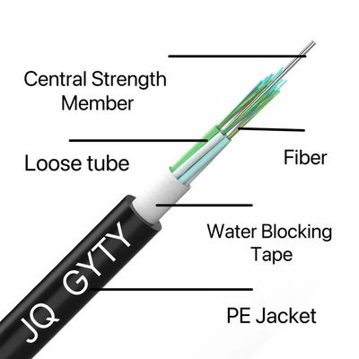 4/6/8/12/24 Núcleo de fibra óptica multimodo de un solo modo GYTY cuerda del cable de acero de tubo suelto