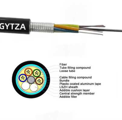 Cables blindados de fibra óptica para exteriores GYTZA chaqueta de resistencia a las llamas LSZH