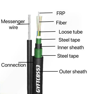 Cable de fibra óptica de modo único para exteriores Figura 8 GYFTC8S53 Doble cinta de acero blindada Doble envoltura de PE Cable de fibra óptica