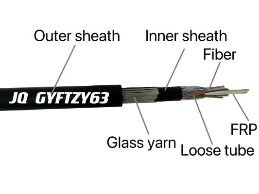 Retardante de llama a prueba de ratas GYFTZY63 Cable óptico de fibra enterrado directamente Hijo de vidrio de alta calidad con FRP