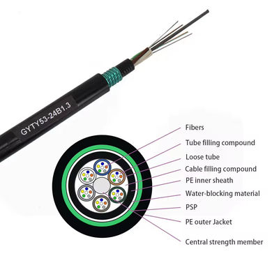 2-144 núcleos de doble vaina doble blindado GYTY53 Cable de fibra óptica directamente enterrado bajo tierra