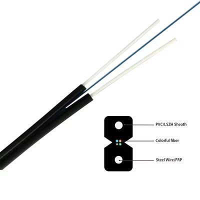 2 núcleos 4 núcleos FTTH cable de fibra óptica cable plano GJXH/GJXFH con alambre de acero o FRP
