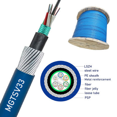 Fabrica LSZH MGTSV33 Acero alambre blindado minería Cables de fibra óptica retardante de llama G652D Cables ópticos azules para minas