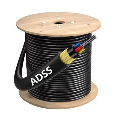 Cable óptico de fibra óptica de modo único ADSS Tipo de antena de chaqueta única con resistencia de hilo de aramida Cable óptico exterior