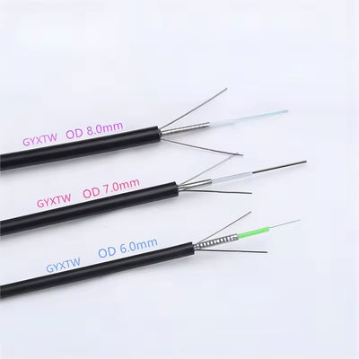 GYXTW blindado personalizado 2 4 6 8 12 24 núcleo cable de fibra óptica de modo único 6 mm 7 mm 8 mm con mensajero