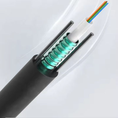 China Fábrica 12 núcleo de un solo modo de fibra óptica de cable blindado GYXTW exterior de fibra óptica de cable para telecomunicaciones