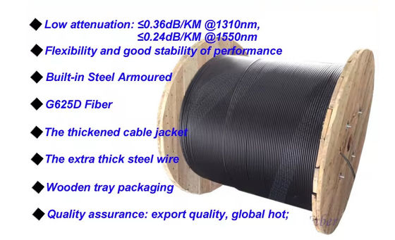 Cables de fibra óptica de cinta de acero de tubo único GYXTW 24 cables de comunicación de modo único de núcleo