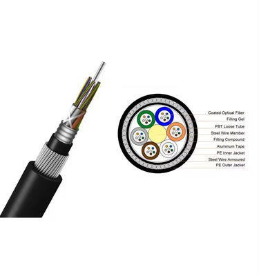 72 núcleo GYTA33 cable de fibra óptica submarino enterrado directamente contra roedores Cable de fibra óptica blindado