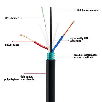 48 60 72 96núcleo Cables blindados de fibra óptica con 2*1,5 mm de cable de alimentación GDTA GDTS Cable de fibra óptica fotoeléctrica híbrida