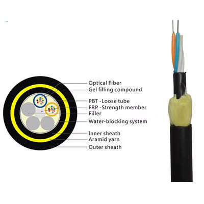 Cable de fibra óptica de modo único de 24 núcleos de ADSS para exteriores 4 km/tambor G652d Fabricante Proveedor