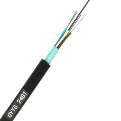 24 núcleos de tubo suelto en el exterior en cadena directa enterrada GYTS cable de comunicación cable blindado de fibra óptica