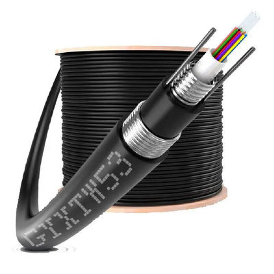 Cable de fibra óptica aérea GYXTW 4-24 núcleo de modo único G652D 8.0mm Cable OD para colocación aérea con resistencia de alambre de acero de 1 mm
