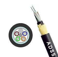 Cable de fibra óptica ADSS 12-144 núcleos aéreo, cubierta negra de PE
