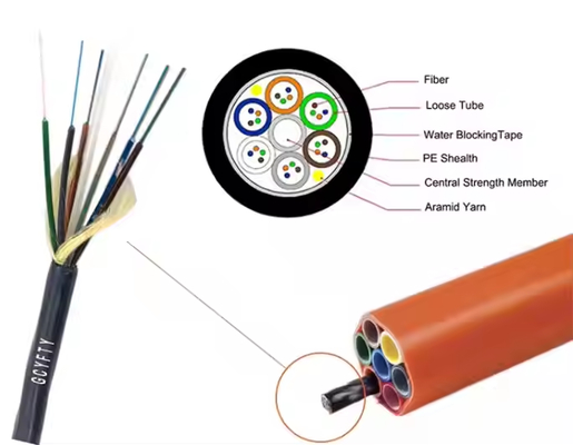 GCYFTY/GCYFY Cable de fibra óptica micro soplado por aire Simplex Micro Ducto 4 6 8 12 24 48 96 núcleos Exterior No metálico Capa trenzada