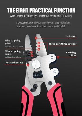 9 en 1 de fibra óptica stripper de fibra óptica pinzas de fibra óptica stripper de cable óptico