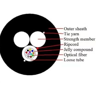Dos FRP Aerial 12 Core ASU 80 Drop Cables de fibra óptica GYFFY FTTH para el exterior