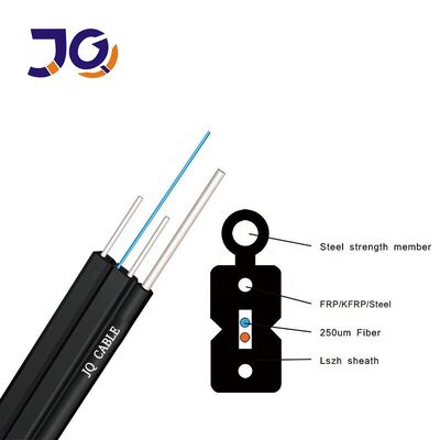 GJYXFCH alambre de acero exterior FTTH cable de caída 1 2 4 núcleo G657A fibra flexible LSZH ignífugo fácil de instalar