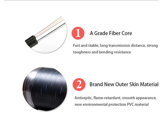 Cable de descenso negro de la fibra óptica de la chaqueta G657A1 el 1km FTTH