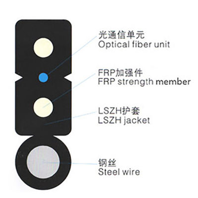 Cable de descenso al aire libre de Ftth de la fibra de Gjyxfch G657 G652D autosuficiente