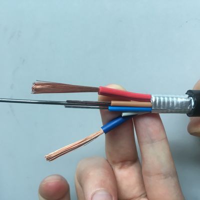 Cable de fribra óptica híbrido de la base de G652D 6 con 2 cables de alimentación de cobre OPLC