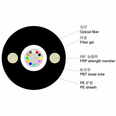 6 solo cable de fribra óptica al aire libre del modo G652D de la base GYFXTY