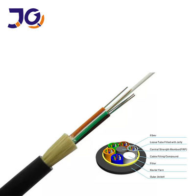 Cable de fribra óptica aéreo del solo modo de la base negra de Adss 48 de las fibras ópticas de G652d Adss en la transmisión de la comunicación del poder