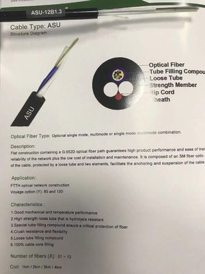 Cable de fribra óptica aéreo ASU G652D de la mini de ADSS 6 base de la base 12