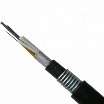 Solo modo de la envoltura 24 del cable de fribra óptica subterráneo doble de los corazones GYTA53