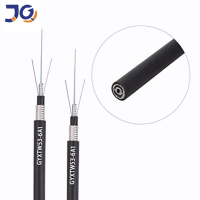 Cable directo GYXTW53 8 10 subterráneos de la fibra del entierro de la cinta de acero doble comunicación de 12 bases