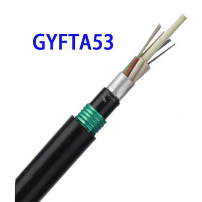 Cable de fribra óptica subterráneo flojo trenzado del tubo GYFTA53