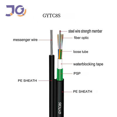 Mensajero al aire libre Fiber Optic Cable gytc8s de 96/144 bases