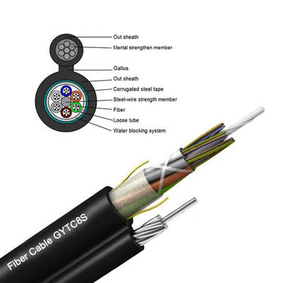 Mensajero al aire libre Fiber Optic Cable gytc8s de 96/144 bases