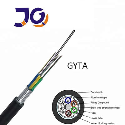 12 24 48 cables ópticos GYTA G652D de la fibra subterráneo acorazada de la base al aire libre